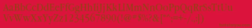 Garamondbooknarrowc-Schriftart – Braune Schriften auf rotem Hintergrund