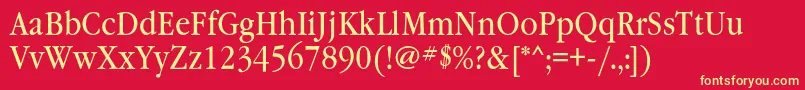 Garamondbooknarrowc Font – Yellow Fonts on Red Background