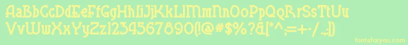 フォントBlueplatespecialnf – 黄色の文字が緑の背景にあります