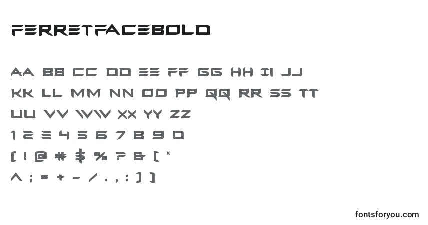 A fonte Ferretfacebold – alfabeto, números, caracteres especiais