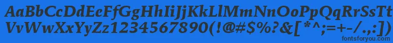 Czcionka ItcMendozaRomanLtBoldItalic – czarne czcionki na niebieskim tle