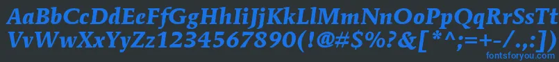 ItcMendozaRomanLtBoldItalic Font – Blue Fonts on Black Background