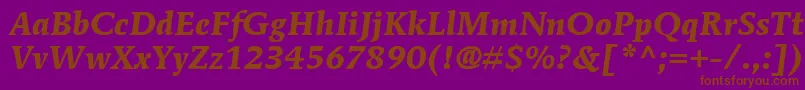 ItcMendozaRomanLtBoldItalic Font – Brown Fonts on Purple Background