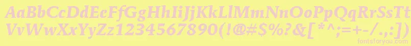 ItcMendozaRomanLtBoldItalic Font – Pink Fonts on Yellow Background