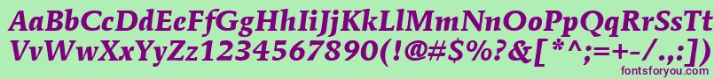 ItcMendozaRomanLtBoldItalic Font – Purple Fonts on Green Background