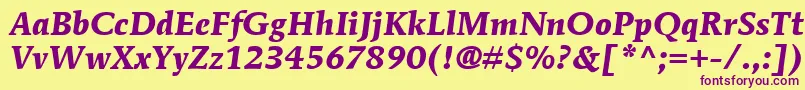 ItcMendozaRomanLtBoldItalic Font – Purple Fonts on Yellow Background