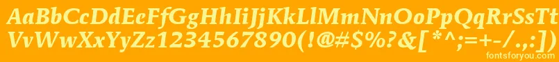 ItcMendozaRomanLtBoldItalic Font – Yellow Fonts on Orange Background