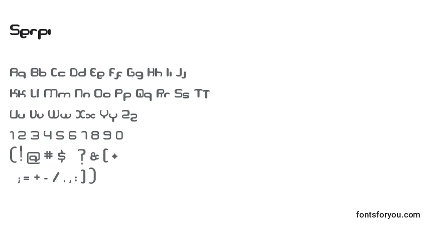 Schriftart Serpi (61330) – Alphabet, Zahlen, spezielle Symbole