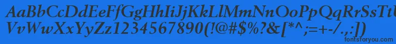 CortexSsiBoldItalic-Schriftart – Schwarze Schriften auf blauem Hintergrund