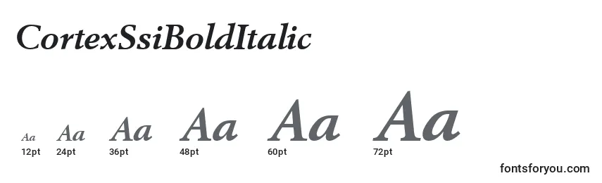 Размеры шрифта CortexSsiBoldItalic