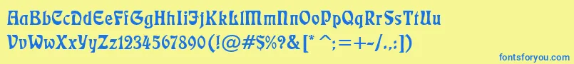 フォントLushlife – 青い文字が黄色の背景にあります。