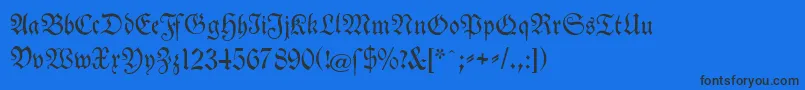 TheuerdankFraktur-Schriftart – Schwarze Schriften auf blauem Hintergrund