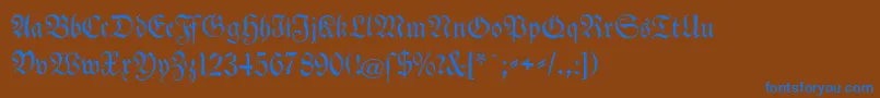 TheuerdankFraktur-Schriftart – Blaue Schriften auf braunem Hintergrund