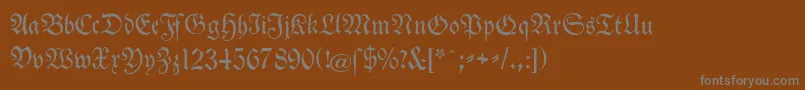 Weitere Informationen zur TheuerdankFraktur-Schriftart TheuerdankFraktur-Schriftart – Graue Schriften auf braunem Hintergrund