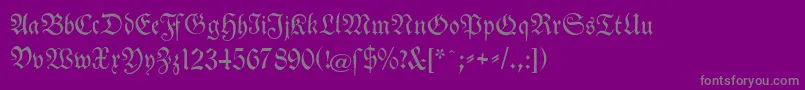 Lisätietoja TheuerdankFraktur-fontista TheuerdankFraktur-fontti – harmaat kirjasimet violetilla taustalla