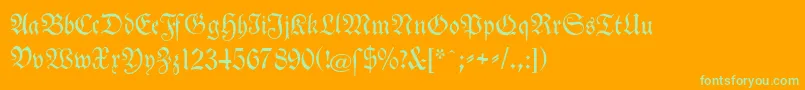 TheuerdankFraktur-Schriftart – Grüne Schriften auf orangefarbenem Hintergrund
