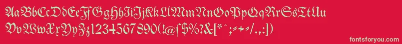 Fonte TheuerdankFraktur – fontes verdes em um fundo vermelho