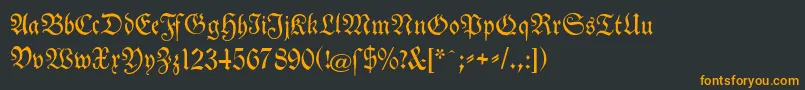 TheuerdankFraktur-Schriftart – Orangefarbene Schriften auf schwarzem Hintergrund