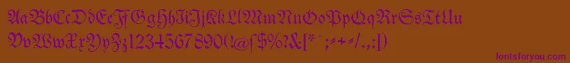 TheuerdankFraktur-Schriftart – Violette Schriften auf braunem Hintergrund