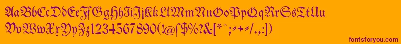 TheuerdankFraktur-Schriftart – Violette Schriften auf orangefarbenem Hintergrund