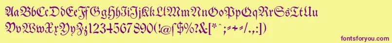 TheuerdankFraktur Font – Purple Fonts on Yellow Background