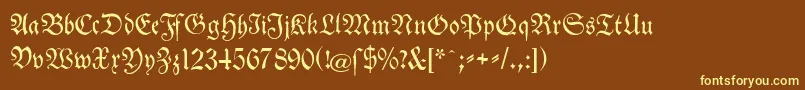 Fonte TheuerdankFraktur – fontes amarelas em um fundo marrom