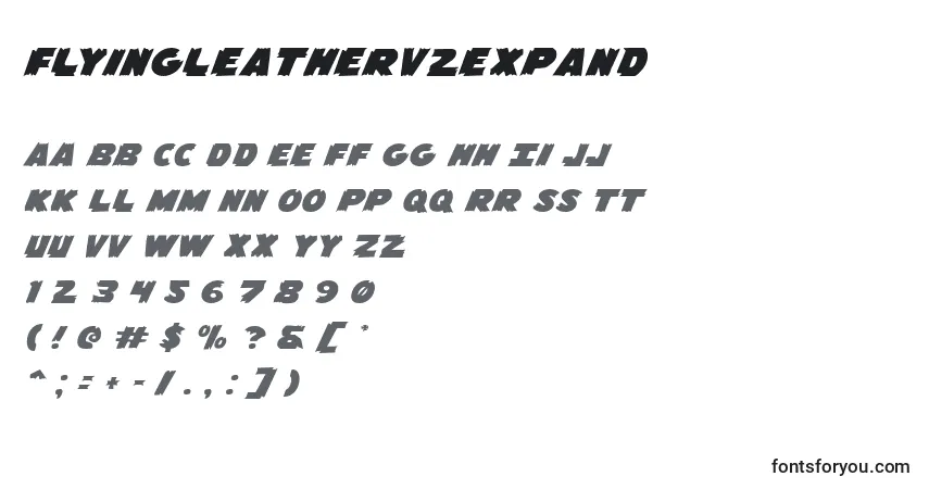 Schriftart Flyingleatherv2expand – Alphabet, Zahlen, spezielle Symbole