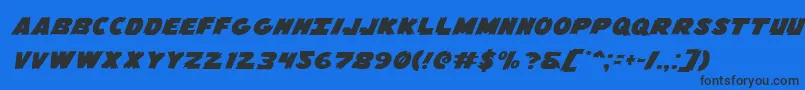 Flyingleatherv2expand Font – Black Fonts on Blue Background