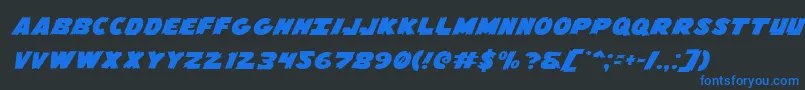 Flyingleatherv2expand Font – Blue Fonts on Black Background