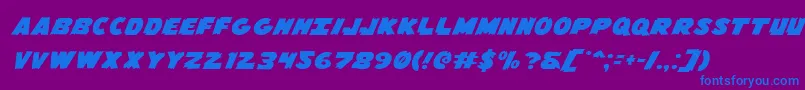 フォントFlyingleatherv2expand – 紫色の背景に青い文字