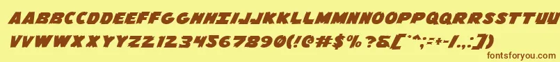 Flyingleatherv2expand Font – Brown Fonts on Yellow Background