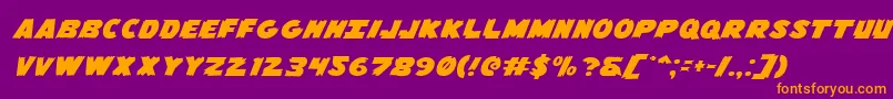 Flyingleatherv2expand Font – Orange Fonts on Purple Background