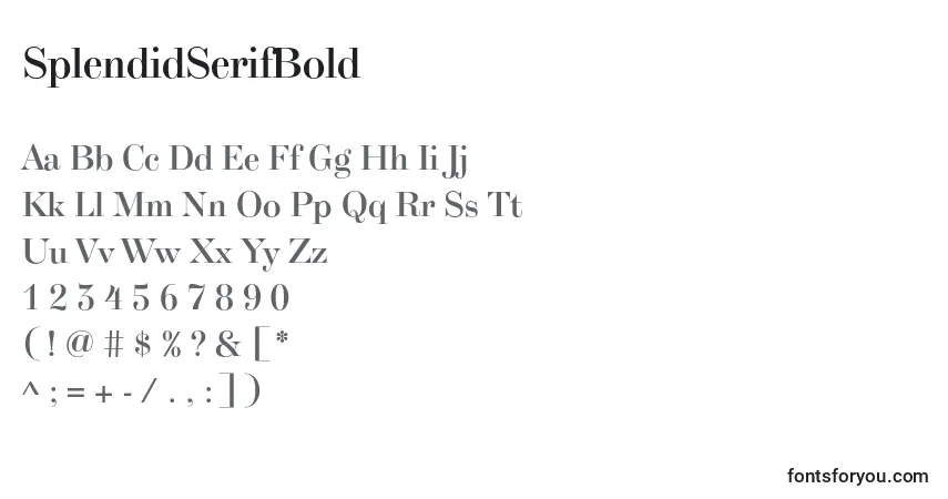 Schriftart SplendidSerifBold – Alphabet, Zahlen, spezielle Symbole