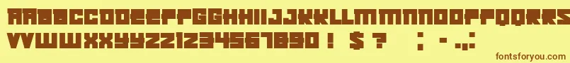 KachushaBold-Schriftart – Braune Schriften auf gelbem Hintergrund