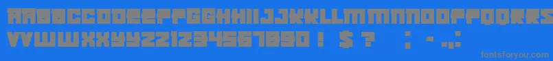 KachushaBold-fontti – harmaat kirjasimet sinisellä taustalla