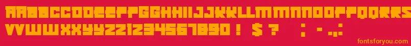 フォントKachushaBold – 赤い背景にオレンジの文字