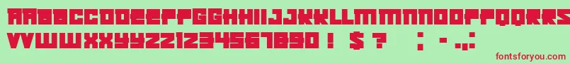 KachushaBold-Schriftart – Rote Schriften auf grünem Hintergrund