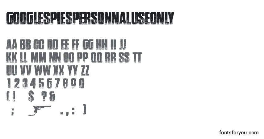 GoogleSpiesPersonnalUseOnly Font – alphabet, numbers, special characters