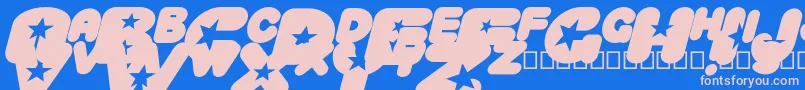 CrystaluniverseOblique-fontti – vaaleanpunaiset fontit sinisellä taustalla