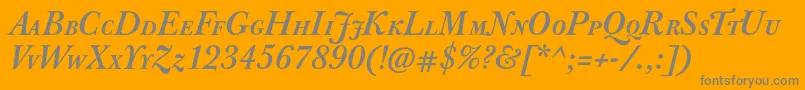 JbaskervillecapsBolditalic-Schriftart – Graue Schriften auf orangefarbenem Hintergrund