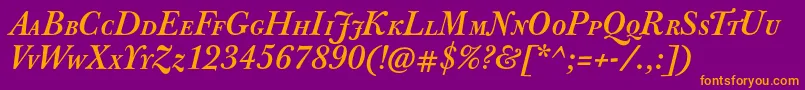 フォントJbaskervillecapsBolditalic – 紫色の背景にオレンジのフォント