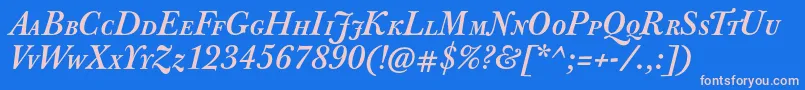JbaskervillecapsBolditalic Font – Pink Fonts on Blue Background