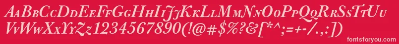 JbaskervillecapsBolditalic Font – Pink Fonts on Red Background