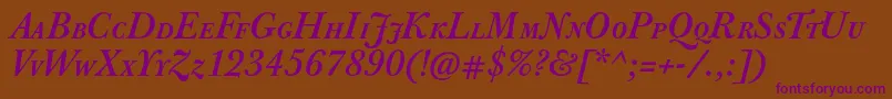 JbaskervillecapsBolditalic Font – Purple Fonts on Brown Background