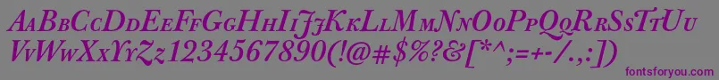 JbaskervillecapsBolditalic-Schriftart – Violette Schriften auf grauem Hintergrund