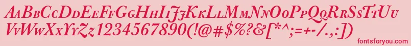 フォントJbaskervillecapsBolditalic – ピンクの背景に赤い文字