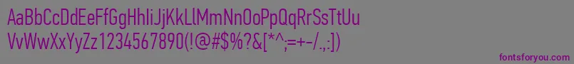 Fonte PfdintextcompproLight – fontes roxas em um fundo cinza