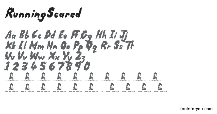 Schriftart RunningScared – Alphabet, Zahlen, spezielle Symbole