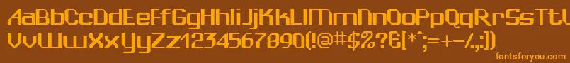 WedgiesskBold-Schriftart – Orangefarbene Schriften auf braunem Hintergrund
