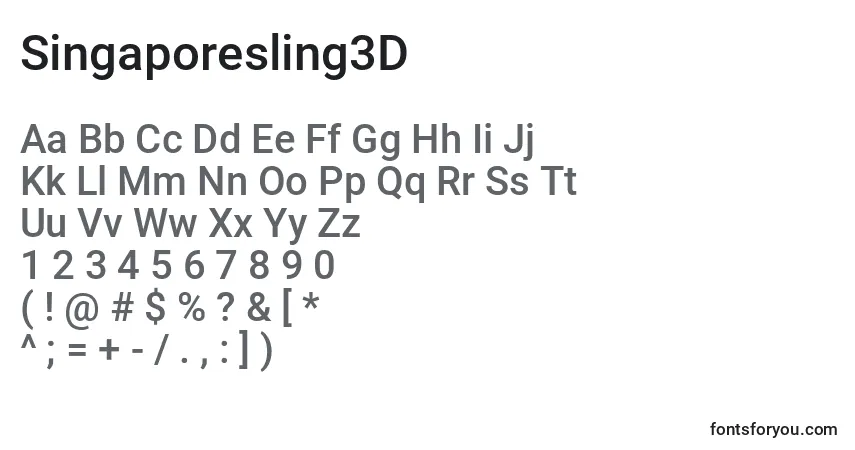 Schriftart Singaporesling3D – Alphabet, Zahlen, spezielle Symbole